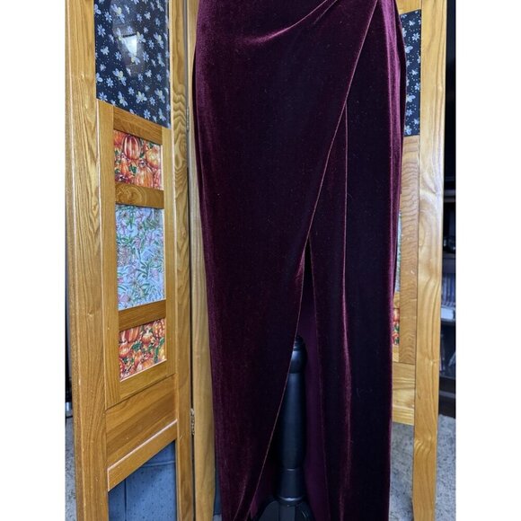 BETSY ADAM Purple Maroon Velvet Evening Gown Dress Slit Pageant Prom Wedding Sz6 - Picture 6 of 10